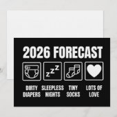 赤ちゃんがもうすぐ2026年予測 ベビーシャワー面白い 招待状 (正面/裏面)