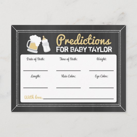 赤ちゃんがもうすぐ！ ベイビーシャワーの予測 黒 インビテーションポストカード (正面)
