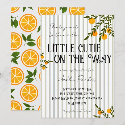 赤ちゃんがやってくる お知らせ 招待状 (正面/裏面)