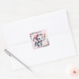 赤ちゃんがやってくる Girl Baby Shower スクエアシール