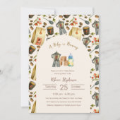 赤ちゃんがコーヒーをブレンド中！エスプレッソ ベビーシャワー 招待状 (正面)