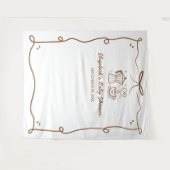 赤ちゃんがコーヒーをブレンド ベイビーシャワー タペストリー (正面(横))