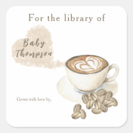 赤ちゃんがコーヒーを淹れている - の図書館向けデザイン スクエアシール