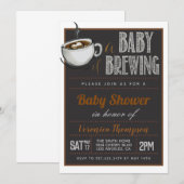 赤ちゃんがコーヒーを淹れている！ベイビーシャワー 招待状 (正面/裏面)