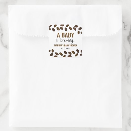 赤ちゃんがコーヒーを淹れている ベビーシャワーのコーヒー テーマ スクエアシール (バッグ)