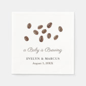 赤ちゃんがコーヒーを淹れている！ベビーシャワーまたはウェディング スタンダードカクテルナプキン (正面)