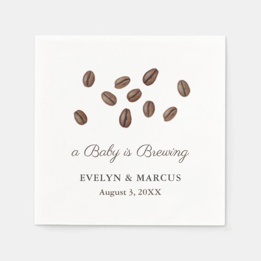 赤ちゃんがコーヒーを淹れている!ベビーシャワーまたはウェディング スタンダードカクテルナプキン (正面)