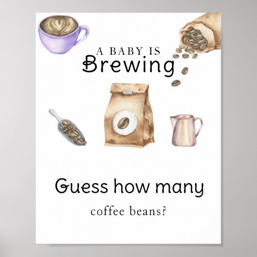 赤ちゃんがコーヒーを淹れてる コーヒー豆の数は? ポスター (正面)