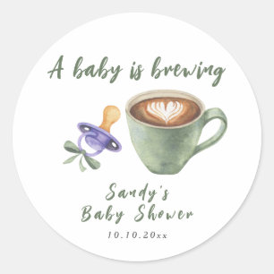 赤ちゃんがコーヒーを淹れるパシフィエールボウベビーシャワー ラウンドシール