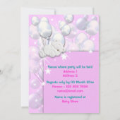赤ちゃんがピンクの女の子をかわいくシャワー 招待状 (裏面)
