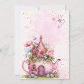 赤ちゃんがピンクゴールドの紅茶をブレンドするベイビーシャワー 招待状 (裏面)