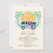 赤ちゃんが乗っています バン ツインズ ベイビー シャワー 招待状 (正面)