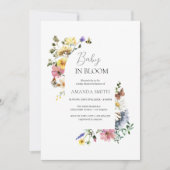 赤ちゃんが咲かせた野原のワイルドフラワーのシャワー 招待状 (正面)