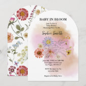 赤ちゃんが咲く ワイルドフラワー 水彩画のアーチ 招待状 (正面/裏面)