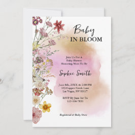 赤ちゃんが咲く ワイルドフラワー 水彩画 招待状