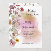 赤ちゃんが咲く ワイルドフラワー 水彩画 招待状 (正面/裏面)