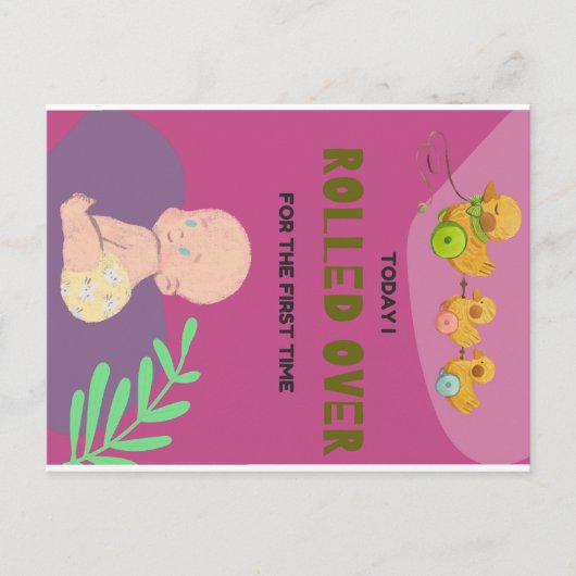 赤ちゃんが寝返り ポストカード (正面)