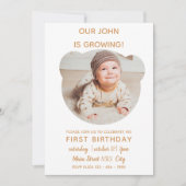 赤ちゃんが成長しています - クマの写真フレーム招待状 招待状 (正面)