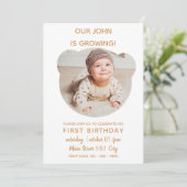 赤ちゃんが成長しています - クマの写真フレーム招待状 招待状 (スタンド正面)