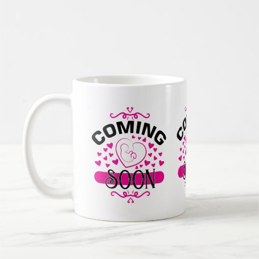 赤ちゃんが来るよ!妊娠発表 コーヒーマグカップ (左)
