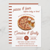 赤ちゃんが来る前にピザ＆ビールを楽しもう！ベビーシャワー 招待状 (正面/裏面)