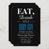 赤ちゃんが生まれました!お披露目にぴったりなベイビーボーイのアナウンスカード 招待状 (正面/裏面)