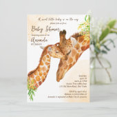 赤ちゃんが生まれますよ！赤ちゃんキリンとママのお祝い 招待状 (スタンド正面)