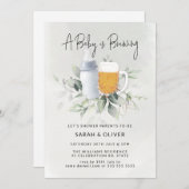 赤ちゃんが生まれる！グリーンとボーイのベイビーシャワー 招待状 (正面/裏面)