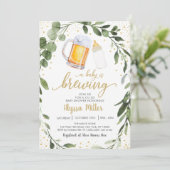 赤ちゃんが生まれる!グリーンの女子大生のためのベイビーシャワー 招待状 (スタンド正面)