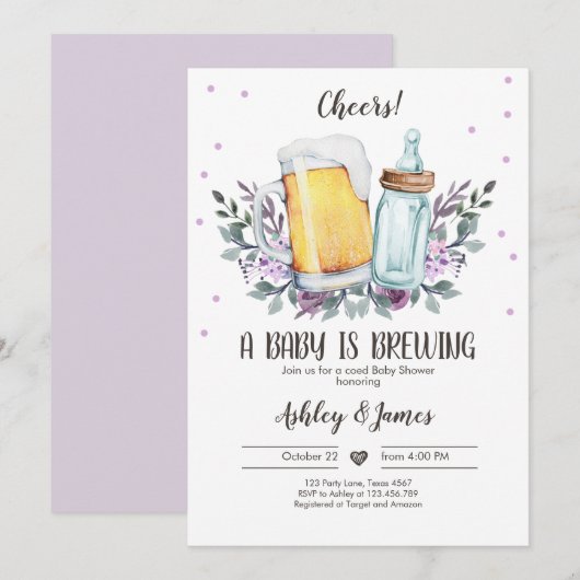 赤ちゃんが生まれる！グリーンチェアーズ男女共同ベビーシャワー 招待状 (正面/裏面)