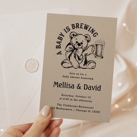 赤ちゃんが生まれる!|ベイビーシャワー テディベア ラスティック 招待状
