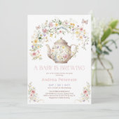 赤ちゃんが生まれる ワイルドフラワーティーパーティー ベビーシャワー 招待状 (スタンド正面)