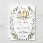 赤ちゃんが誕生予定!おしゃれな「ビール&ボトル」テーマの招待状でゲストをお迎え 招待状 (正面)