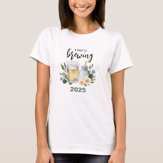赤ちゃんが醸造中 グリーンシャワー 女性用 Tシャツ (正面)