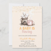 赤ちゃんが醸造中 ドット柄 ハロウィンベビーシャワー 招待状 (正面)