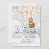 赤ちゃんとクマの冬のベイビーシャワー 招待状 (正面)