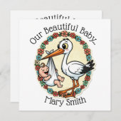 赤ちゃんとコウテンチョウのヴィンテージデザイン 招待状 (正面/裏面)