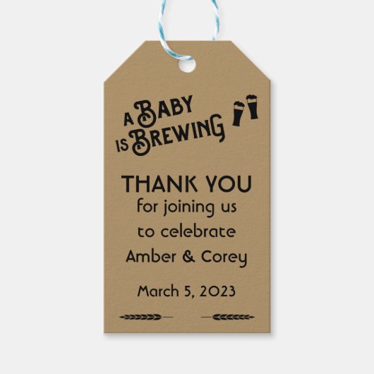 赤ちゃんとビールが生まれる！赤ちゃんとビールのシャワーのお土産 ギフトタグ (正面)