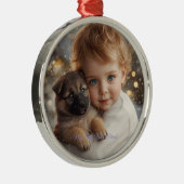 赤ちゃんと子犬のクリスマスマジック オーナメント (右)