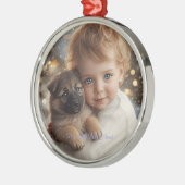 赤ちゃんと子犬のクリスマスマジック オーナメント (左)