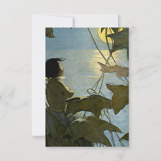 「赤ちゃんと月」/Jessie Willcox Smith サンキューカード (正面)