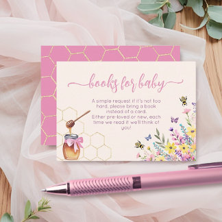 赤ちゃんに贈る「A Little Honey On The Way Pink Bee」ブックカバー エンクロージャーカード