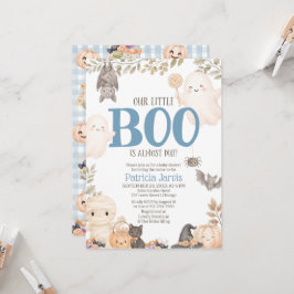 赤ちゃんのおたんじょうびおめでとう Our Little Boo Is Almost Due ベビー 招待状
