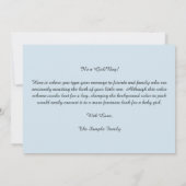 赤ちゃんのお知らせ、男の子のためのクリスチャン聖書 招待状 (裏面)