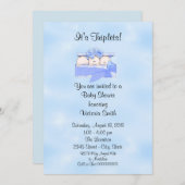 赤ちゃんのお祝い三つ子男の子 招待状 (正面/裏面)