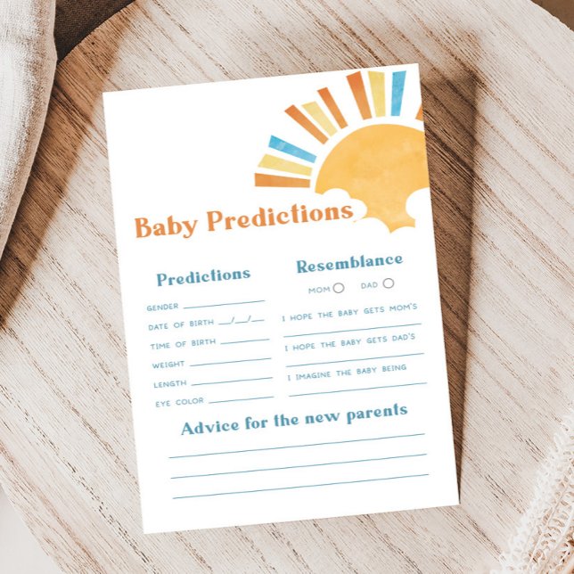 赤ちゃんのお迎え予測ゲーム「赤ちゃんはお坊ちゃま！」 (Here Comes the Sun Baby Shower Game)