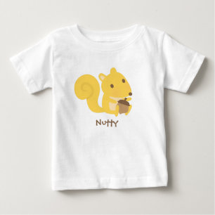 赤ちゃんのためのどんぐりナッツを持つかわいいナッツリス ベビーTシャツ