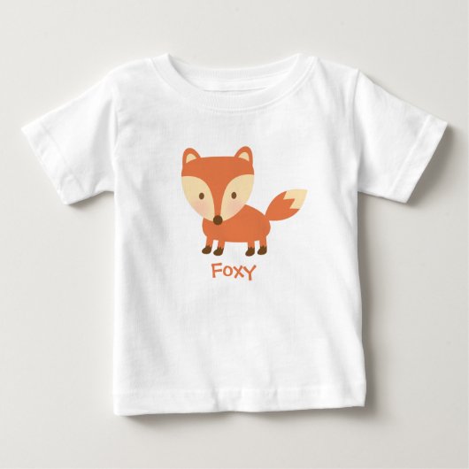 赤ちゃんのためのキュートなオレンジ色の森の狐 ベビーTシャツ (正面)