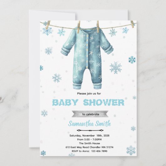 赤ちゃんのためのクリスマスパーティ招待状　Baby+Its+Cold+Outside 招待状 (正面)