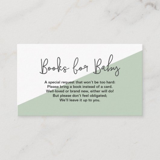 赤ちゃんのためのジェンダー中立のグリーンブック エンクロージャーカード (正面)